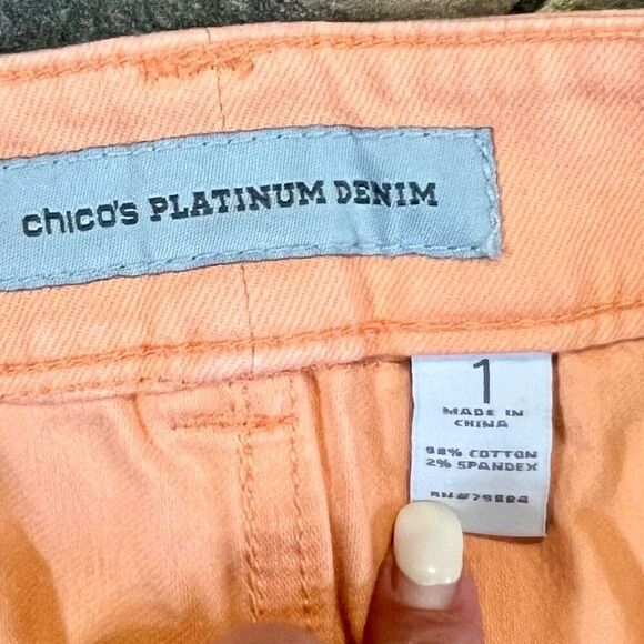 Chico’s Orange Cropped Platinum Denim Ultimate Fit Size 1, 8 - Picture 5 of 11